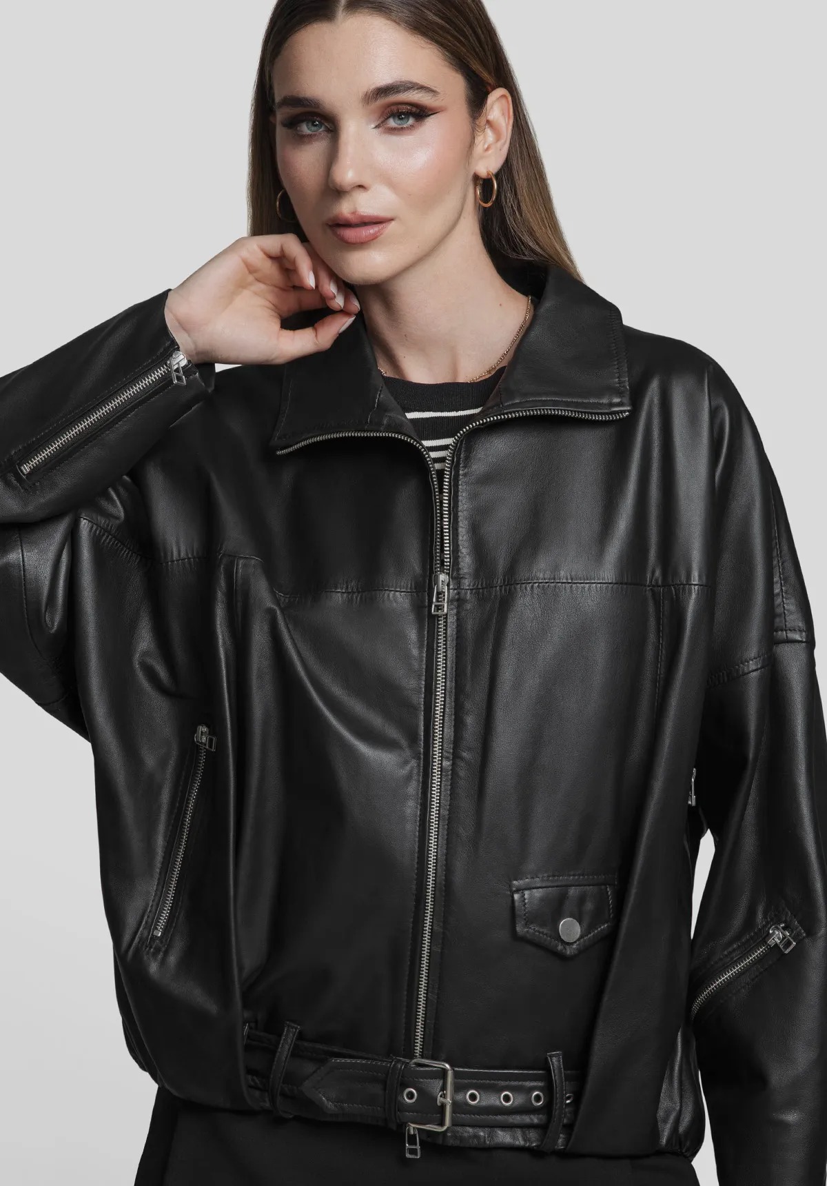 CASACA CUERO MUJER BOMBER 1