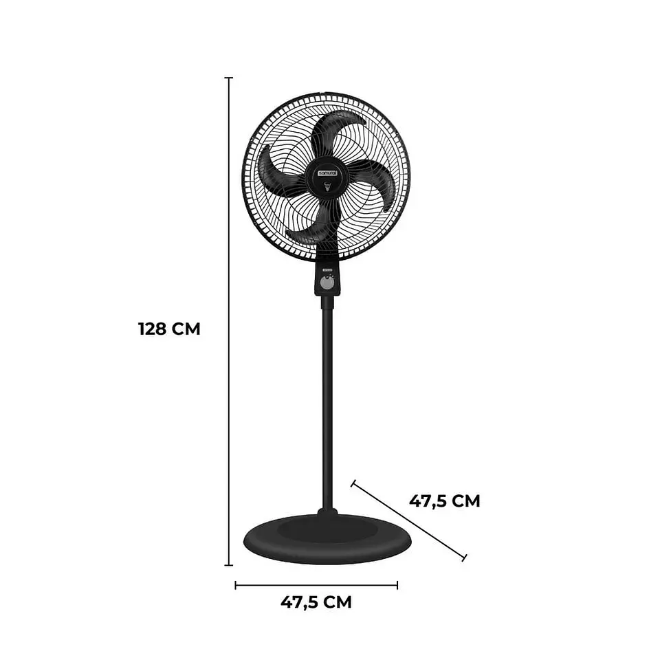 Ventilador De Piso SAMURAI Air Turbo Pedestal VE31A2I0 Negro 2