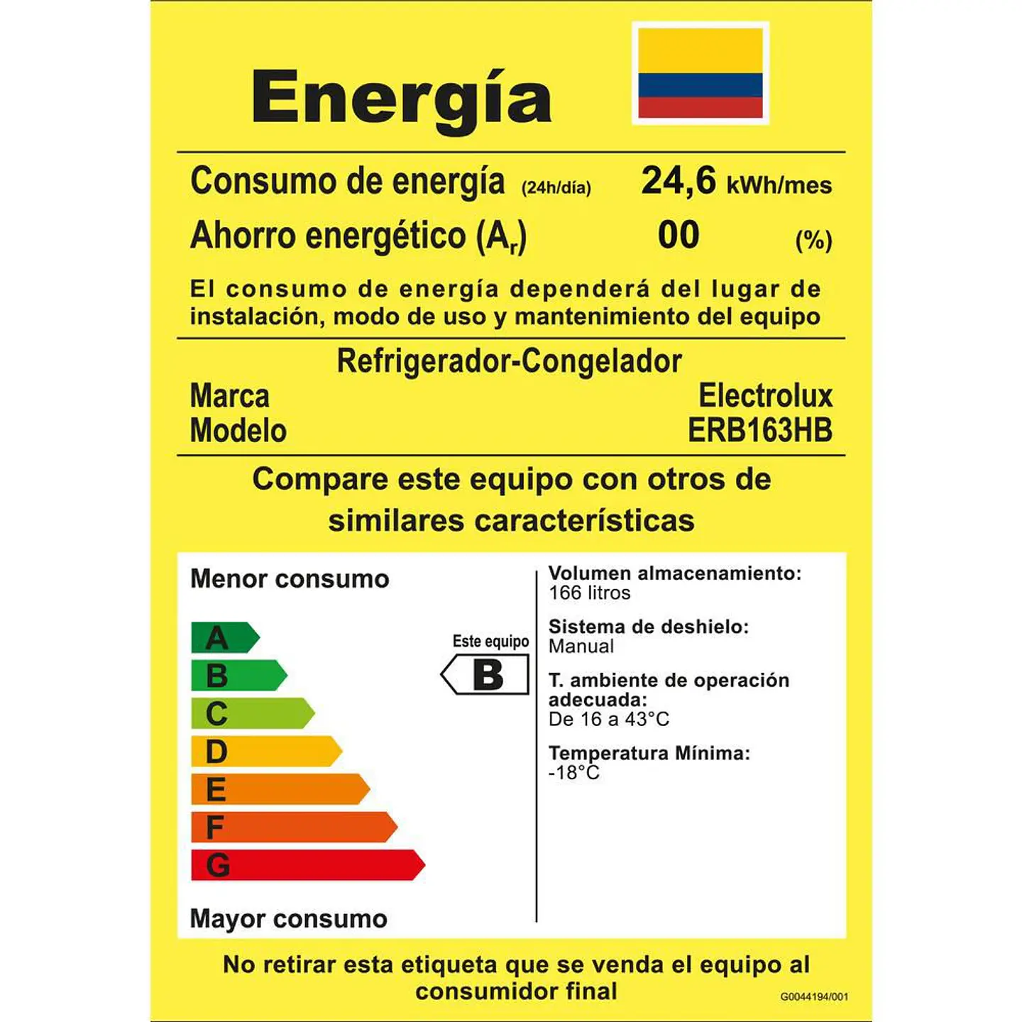 NEVERA ELECTROLUX Frost Congelador Inferior 173 Litros ERB163HB Negro inoxidable 5