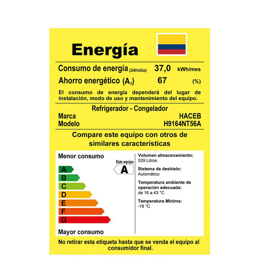 Nevecon HACEB Side By Side 560 lts 9003540 Negro 5