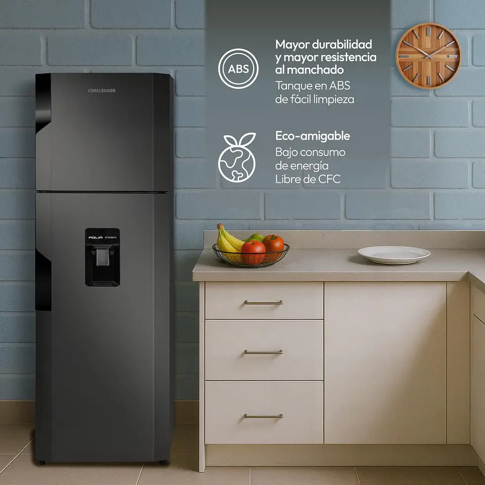 Refrigerador CHALLENGER No Frost Congelador Superior 231 LTS CR249 Titanium 7