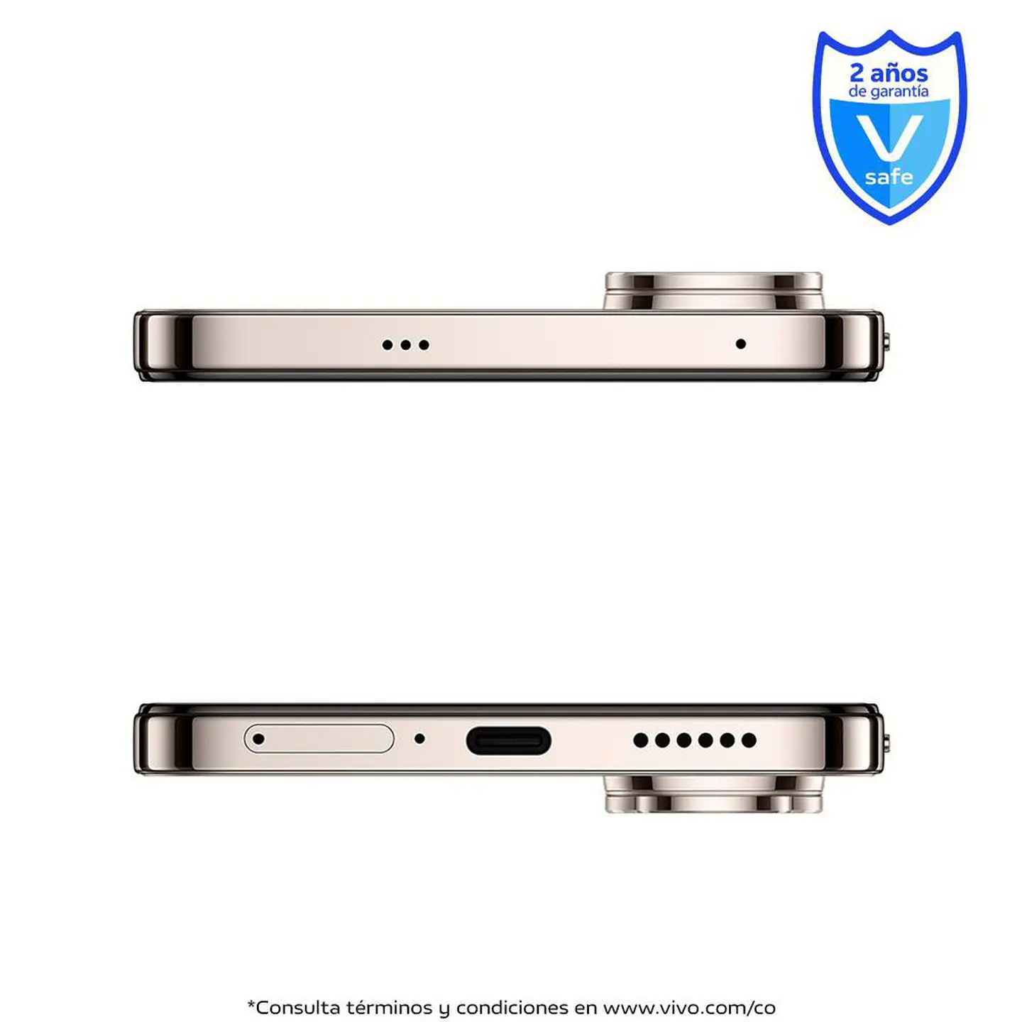 Celular VIVO V50 Lite 5G 256 GB 8 GB RAM Dorado + Bundle 2