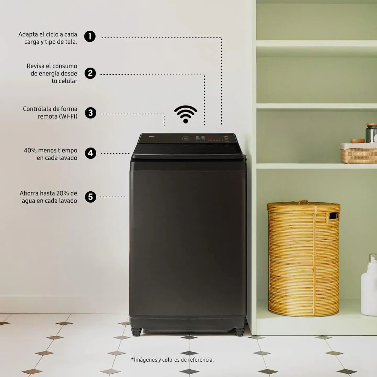 Lavadora SAMSUNG Carga Superior 19 kg (42 lb) WA80F19S8BCO 4
