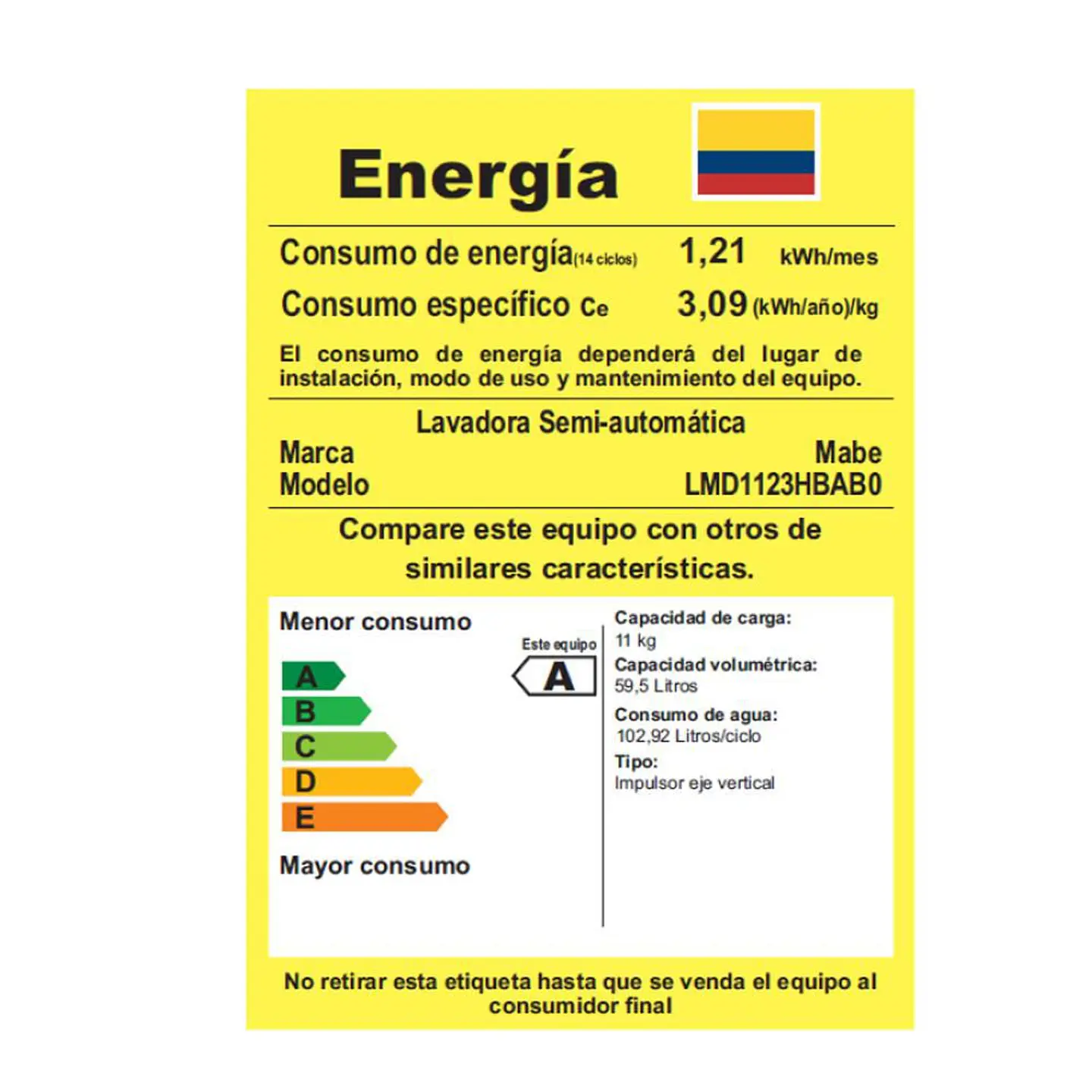 Lavadora MABE Carga Superior 11 kg (24lb) LMD1123HBAB0 6