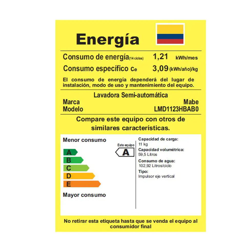 Lavadora MABE Carga Superior 11 kg (24lb) LMD1123HBAB0 6