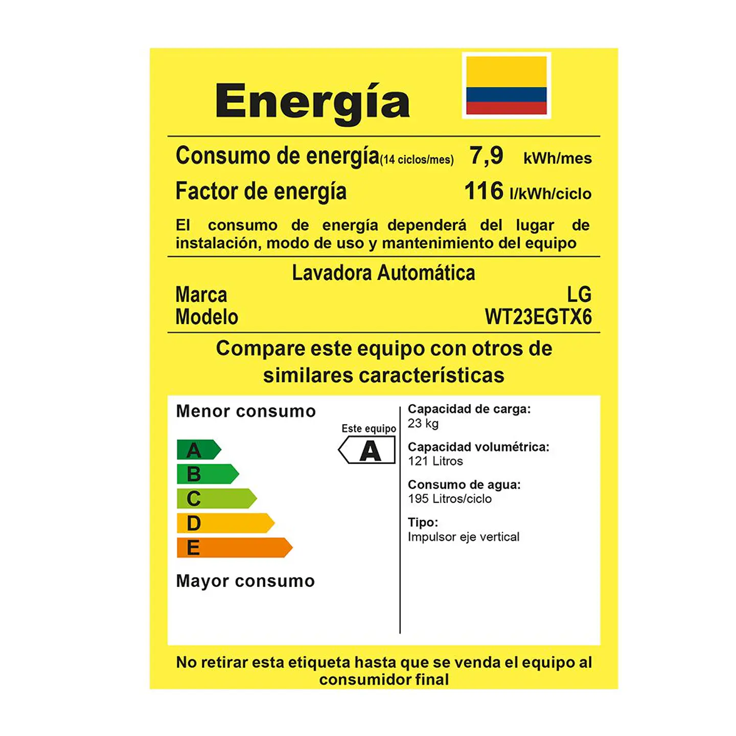 Lavadora LG Carga Superior 23 kg (51 lb) WT23EGTX6.AEGECOL 5