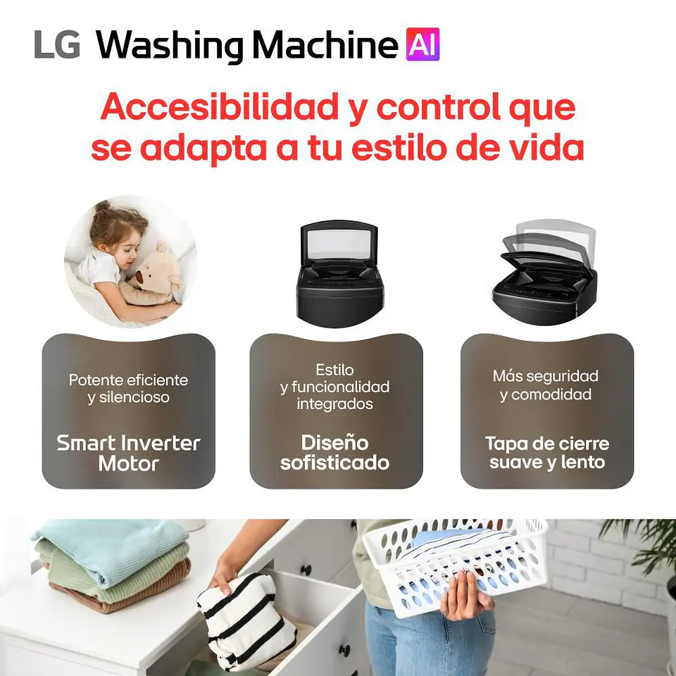 Lavadora C Superior 18 k Negra LG Carga Superior 18 kg (40 lb) WT18OVTB.ANBECOL 8
