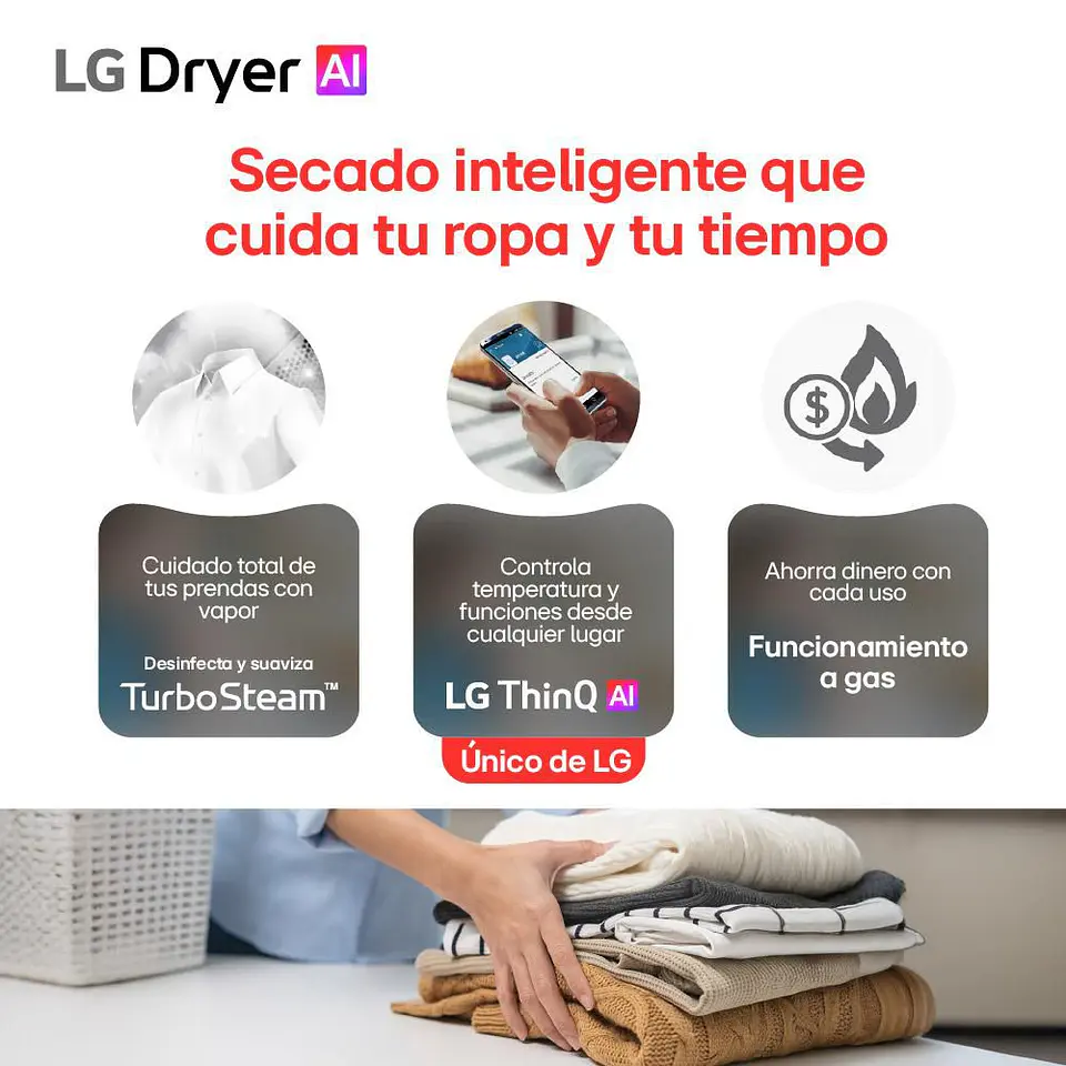 Secadora Carga Frontal 22kg/48lbs LG Gas 22 Kg DF22SFXS6BK.ASSECOL DF22SFXS6BK.ASSECOL GRIS 2