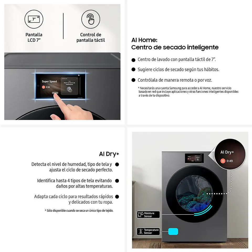 Secadora Carga Frontal SAMSUNG Gas 24 kg DV90F24UGSCO Gris 4