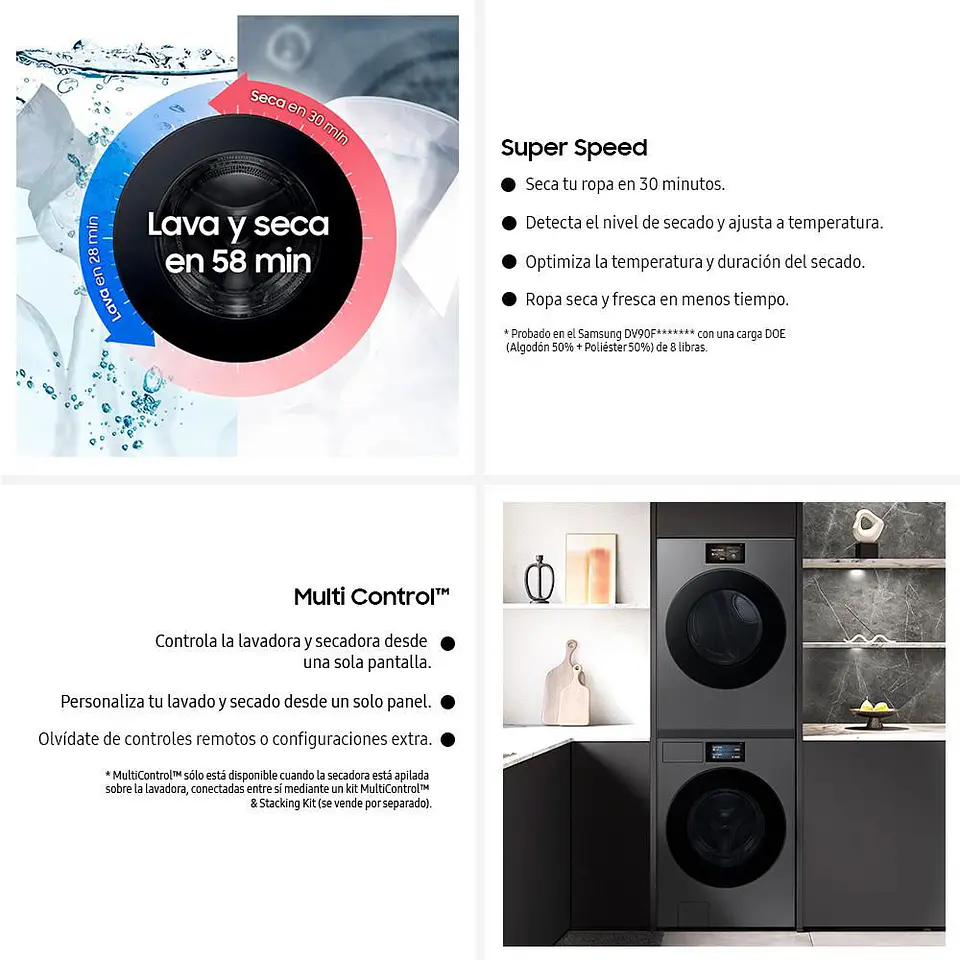 Secadora Carga Frontal SAMSUNG Gas 24 kg DV90F24UGSCO Gris 8