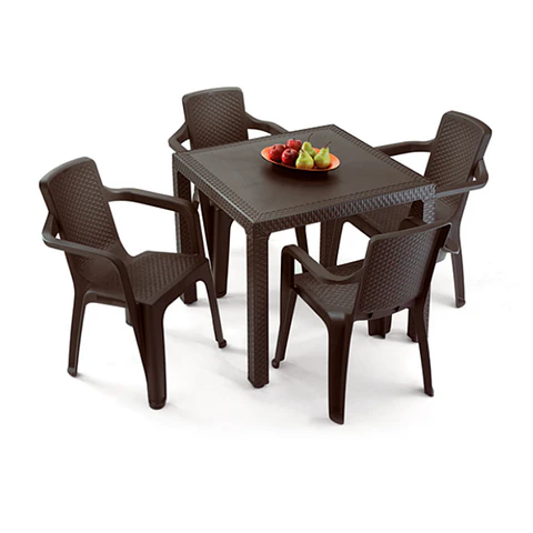 Combo Eterna: Mesa + 4 Sillas Eterna con Brazos Wengue / Rimax