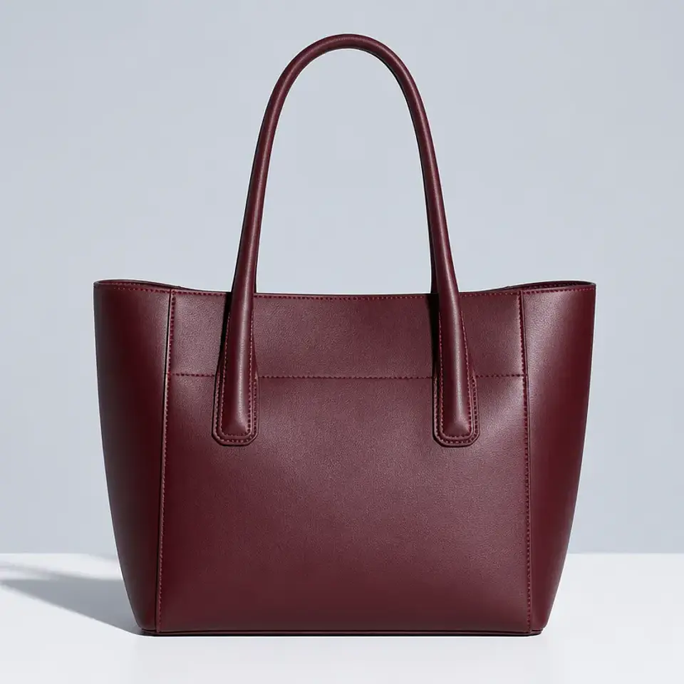 Cartera tote estructurada color burdeo 1