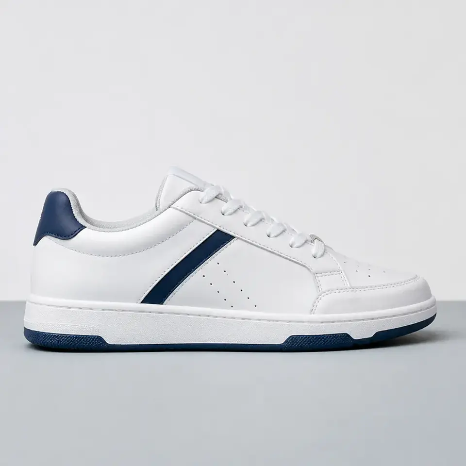 Zapatillas urbanas blancas con detalle azul 1