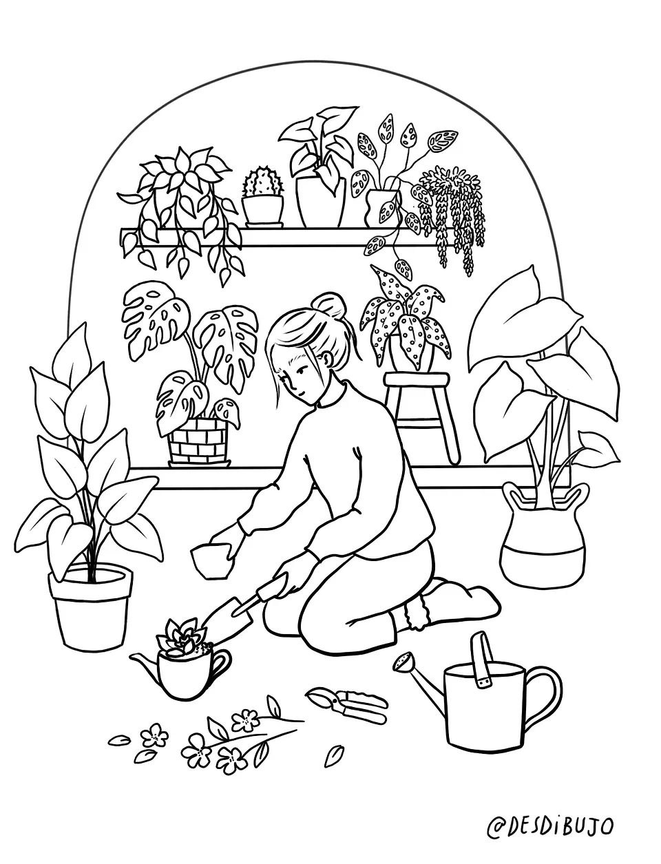 Ilustración en papel 300g- Mi jardín  1