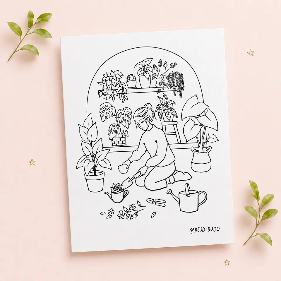 Ilustración en papel 300g- Mi jardín  2