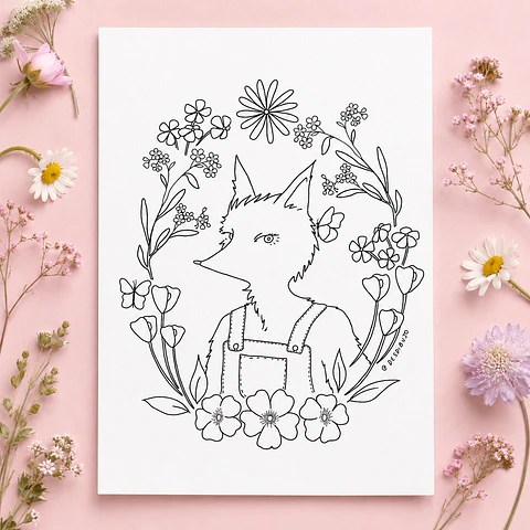 Ilustración papel 300g - Zorrito silvestre