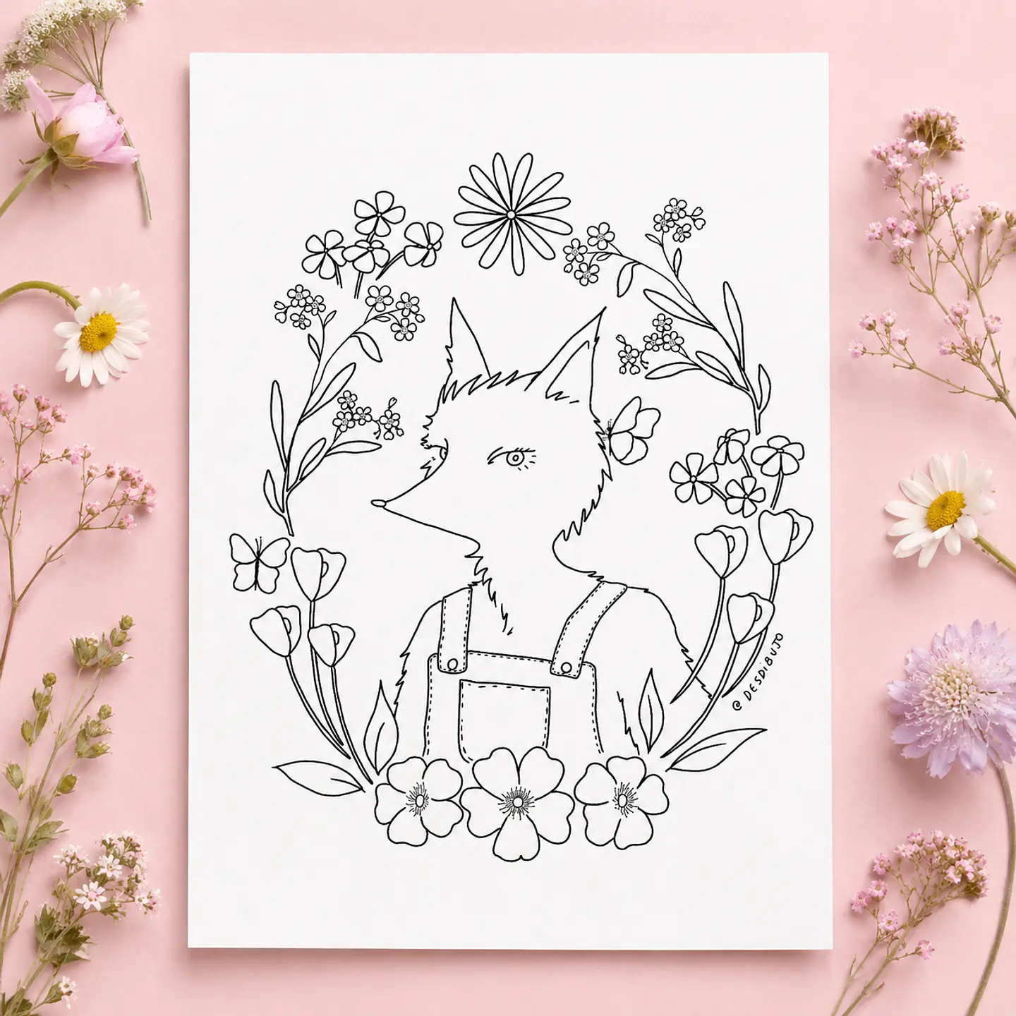 Ilustración papel 300g - Zorrito silvestre 1
