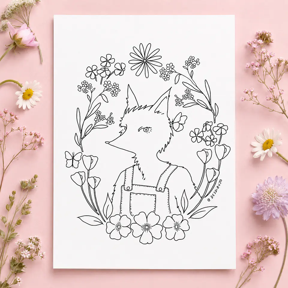 Ilustración papel 300g - Zorrito silvestre 1