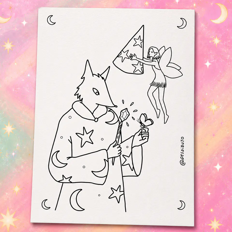 Ilustración papel 300g - Zorrito Mágico  1