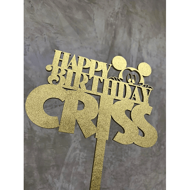 Cake Topper Personalizado de MDF con Brillo o Acabado Natural | Feliz Cumpleaños con Mickey Mouse