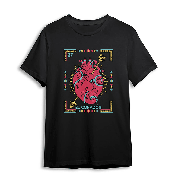 Playera Corazón Estilo Azteca Camiseta Lotería Mexicana 