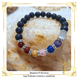 Pulseira de Chakras com Pedra Vulcânica 6mm