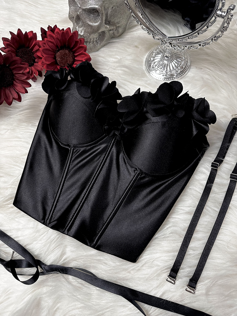 ROSÉ SATIN BUSTIER NEGRO 1