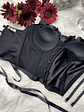ROSÉ SATIN BUSTIER NEGRO - Miniatura 3