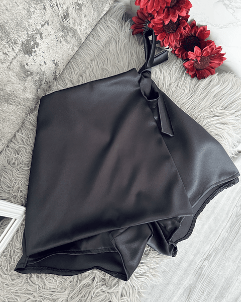 FALDASHORT BASIC BOW SATIN NEGRA