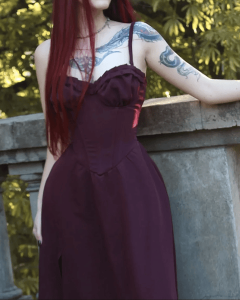 VIVIAN DRESS VINOTINTO LARGO