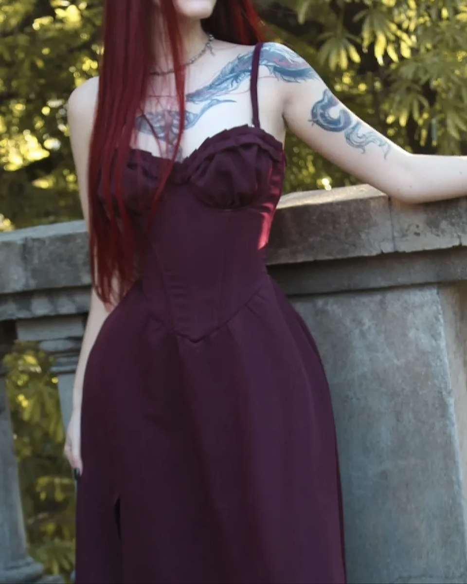 VIVIAN DRESS VINOTINTO LARGO 1