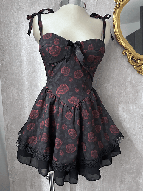 ROSALINDE DRESS RED ROSES
