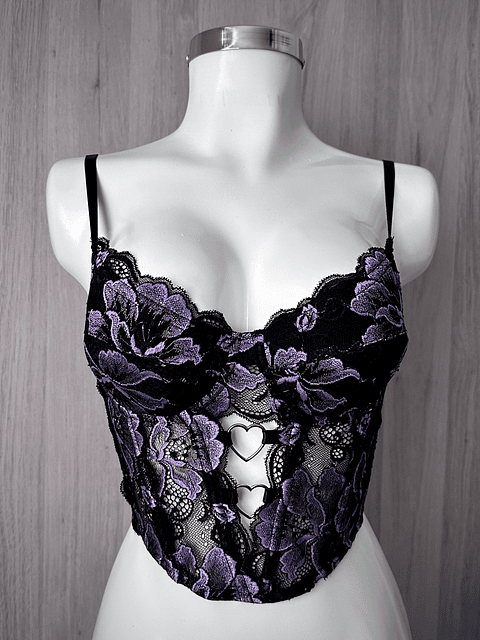 HEART BLACK PURPLE  BUSTIER ENCAJE