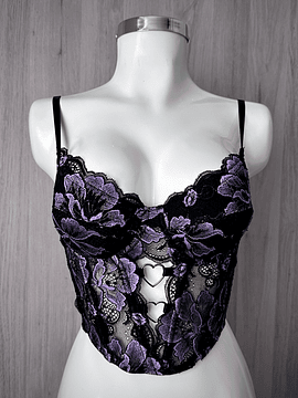 HEART BLACK PURPLE  BUSTIER ENCAJE
