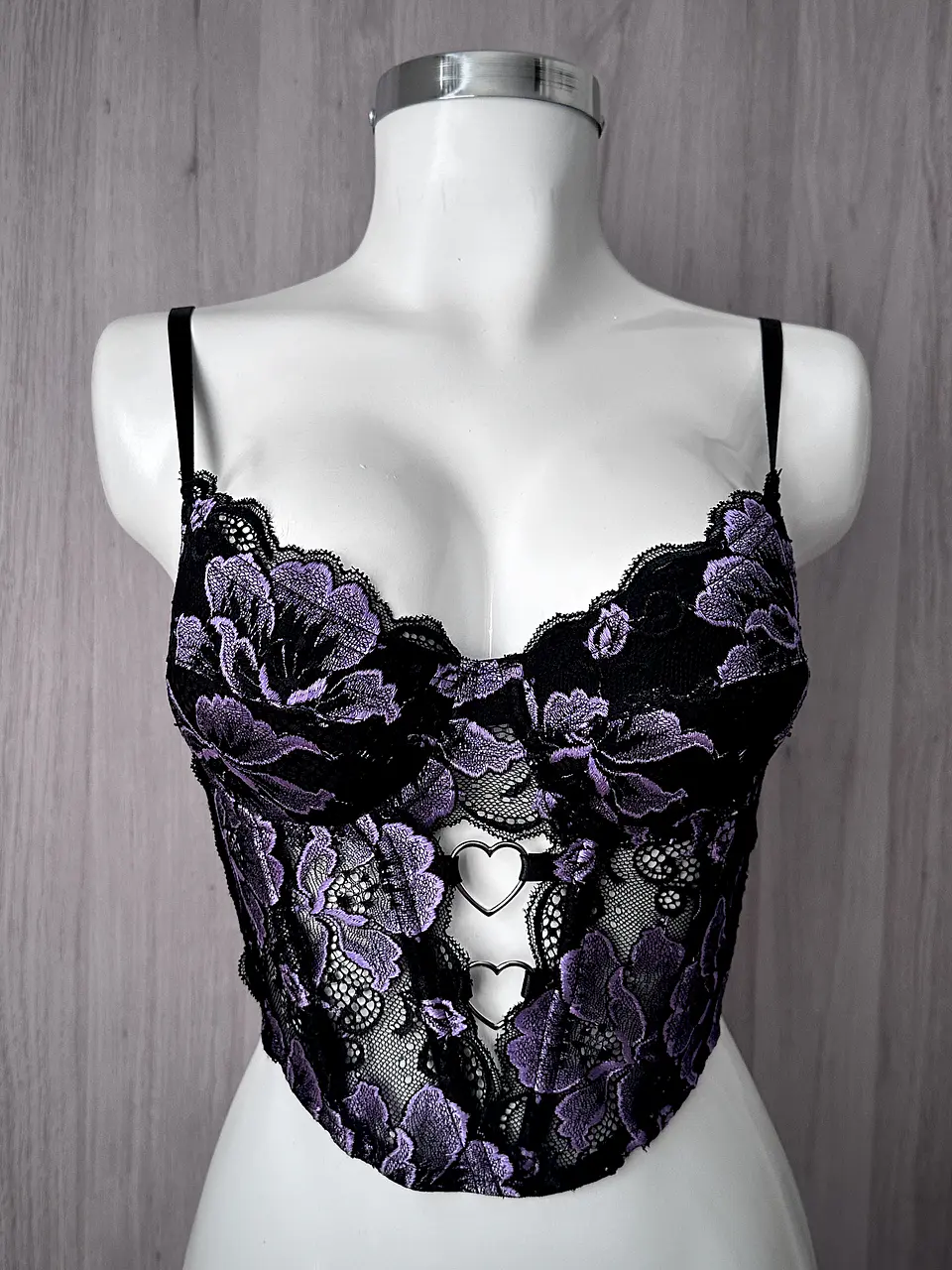 HEART BLACK PURPLE  BUSTIER ENCAJE 1