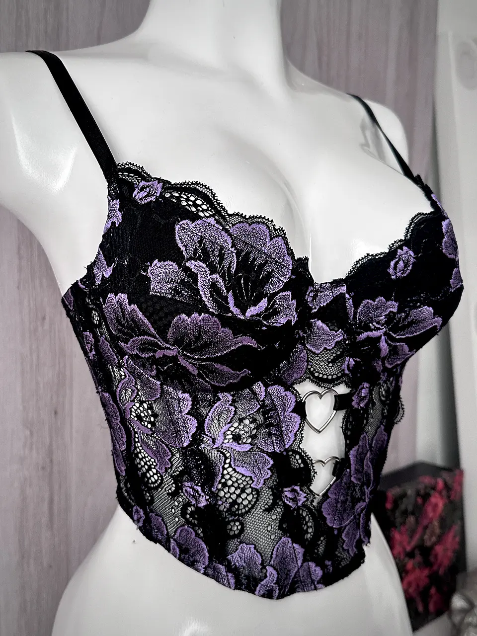 HEART BLACK PURPLE  BUSTIER ENCAJE 3