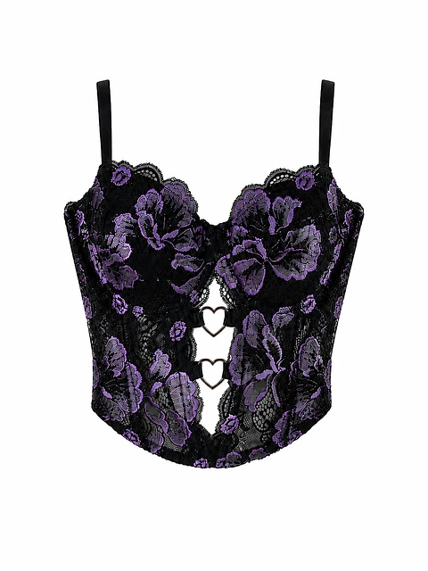HEART BLACK PURPLE  BUSTIER ENCAJE