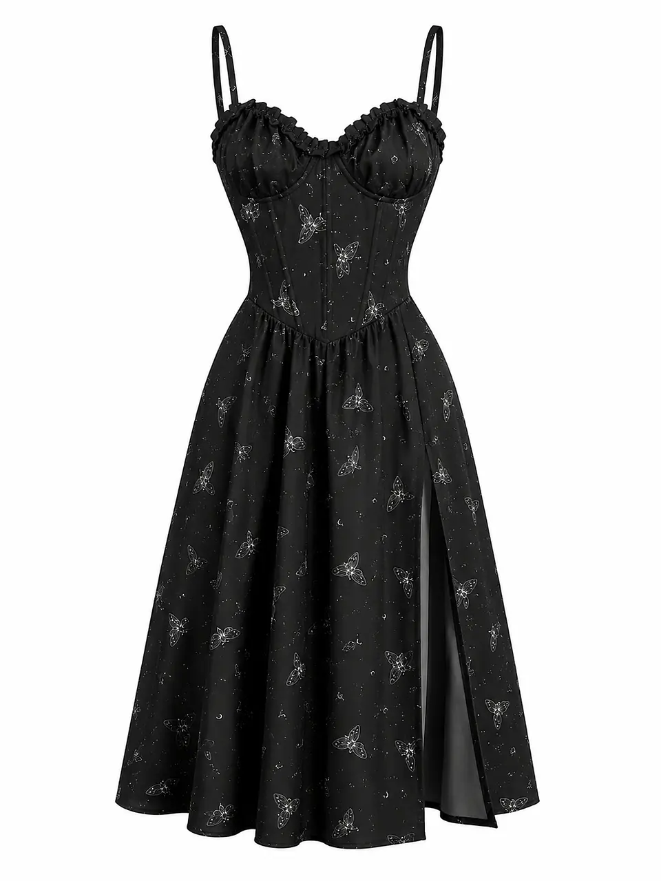 VIVIAN DRESS NEGRO LARGO POLILLAS  1
