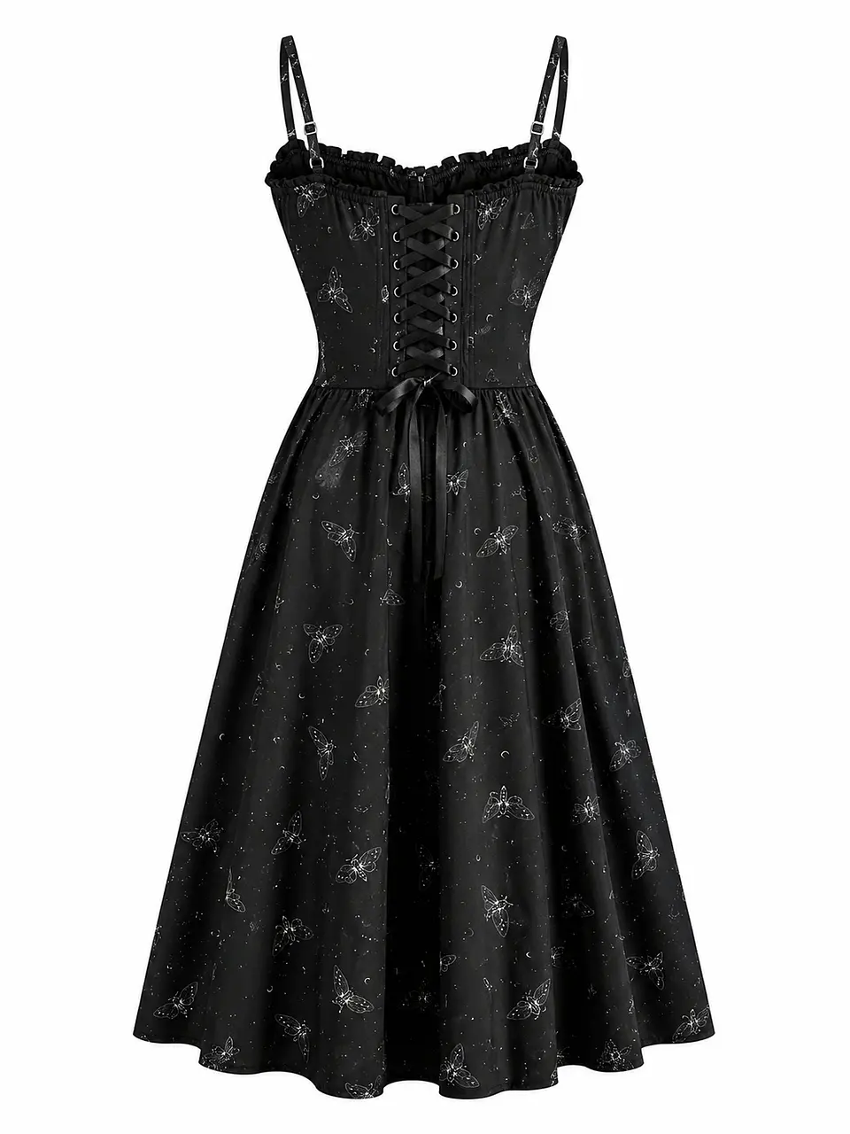 VIVIAN DRESS NEGRO LARGO POLILLAS  2