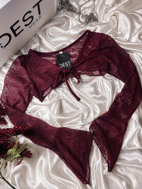 BELL CROPPED ENCAJE REDWINE