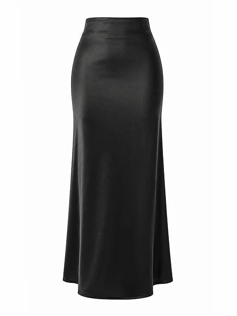 BELINDA FALDA LARGA SATIN NEGRA 