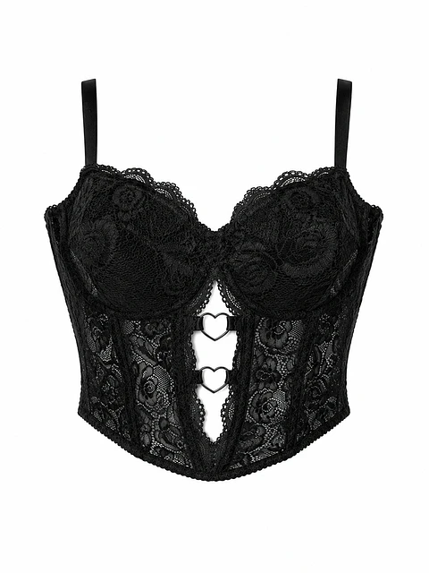 HEART BLACK BUSTIER ENCAJE