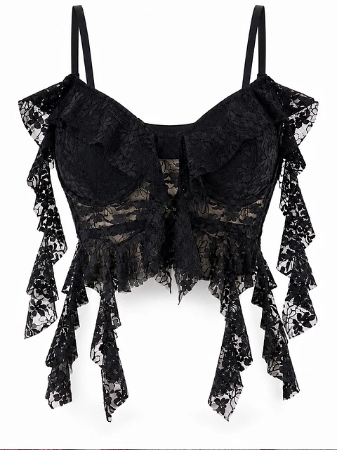 RUFFLE BUSTIER NEGRO