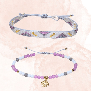 PULSERAS DUO  FORTUNA ROSA