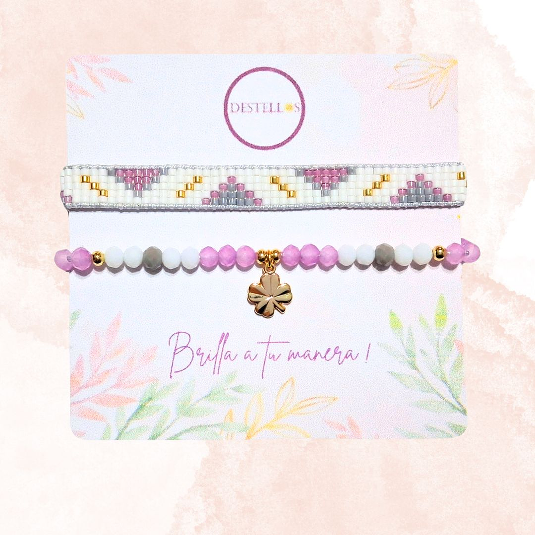 PULSERAS DUO  FORTUNA ROSA 3
