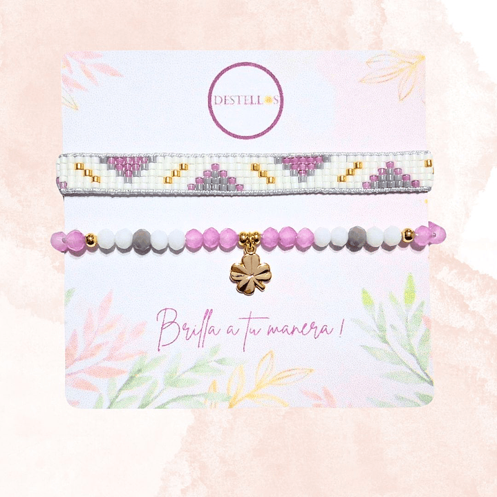 PULSERAS DUO  FORTUNA ROSA 3