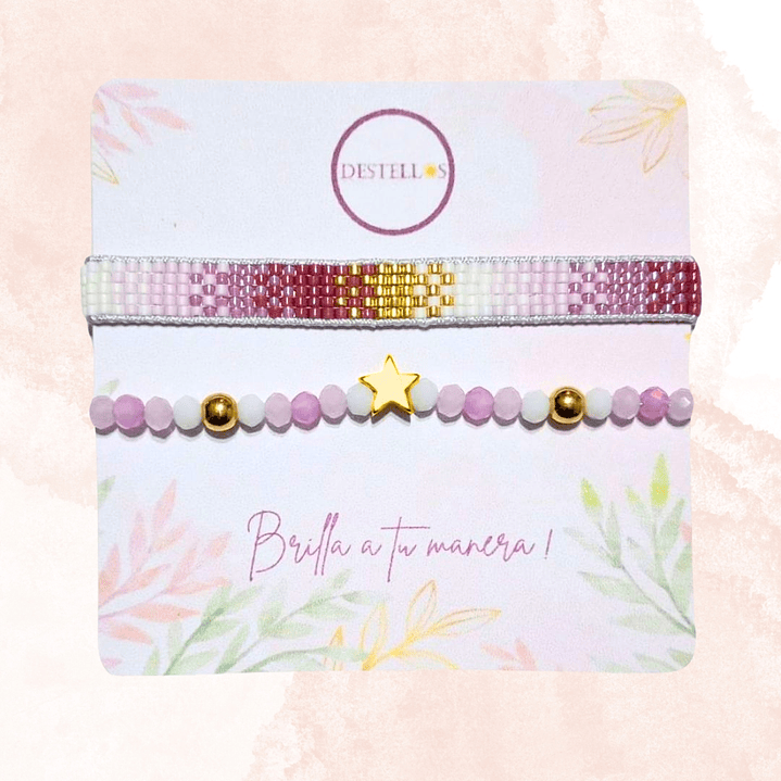 PULSERAS DUO ESTRELLA ROSA 3