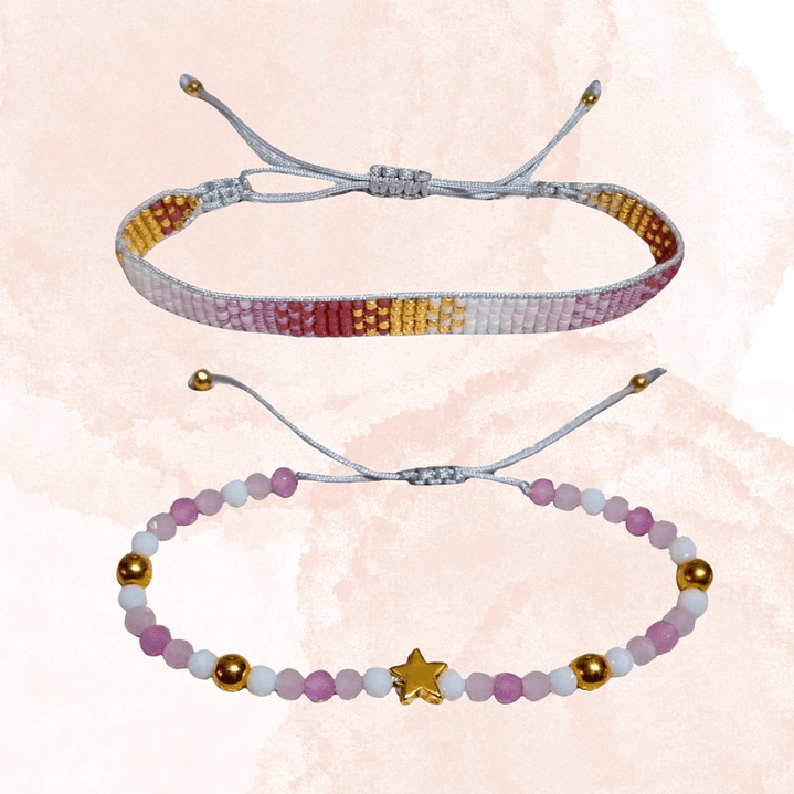 PULSERAS DUO ESTRELLA ROSA 1