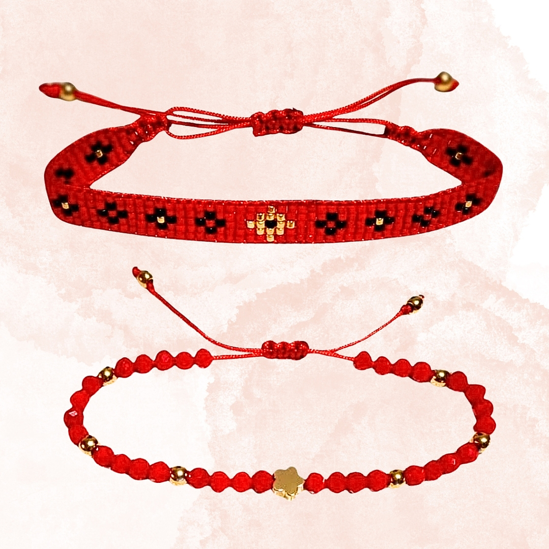 PULSERAS DUO FLORECIMIENTO ROJO 1