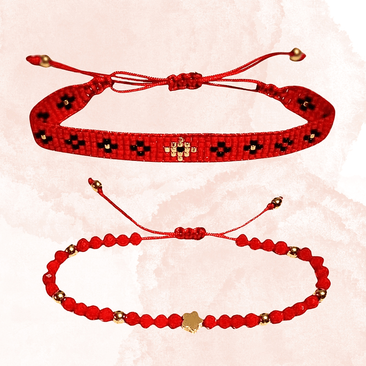 PULSERAS DUO FLORECIMIENTO ROJO 1
